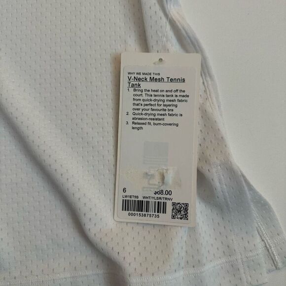 Lululemon V-Neck Mesh Tennis Tank Top size 6 - Picture 4 of 5